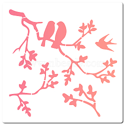 PET Plastic Drawing Painting Stencils Templates, Square, White, Bird Pattern, 30x30cm(DIY-WH0244-108)
