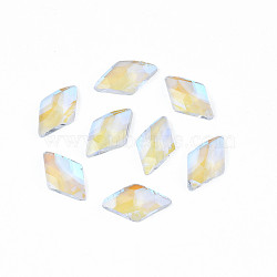 Glass Rhinestone Cabochons, Nail Art Decoration Accessories, Faceted, Rhombus, Clear AB, 10x6x1.5mm(MRMJ-N027-021A)