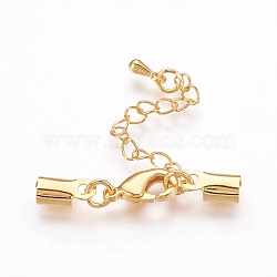 Brass Chain Extender, with Alloy Teardrop Charms, Golden, 32mm(PALLOY-N0064-G)