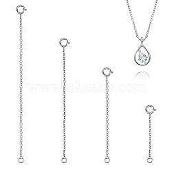 4Pcs 4 Styles Sterling Silver Cable Chain Extender, End Chains with Spring Clasps, Platinum, 32~100x1.5mm, 1Pc/style(STER-GL0001-03)
