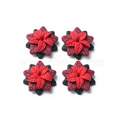 Handmade Polymer Clay Cabochons, Christmas, Flower, Red, 28x8~9mm(CLAY-T017-19)
