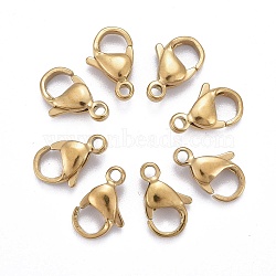 Ion Plating(IP) 304 Stainless Steel Lobster Claw Clasps, Parrot Trigger Clasps, Real 18K Gold Plated, 11x7x3mm, Hole: 1.5mm(X-STAS-H353-C-02G)