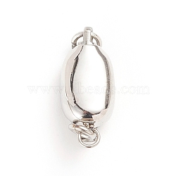 304 Stainless Steel Box Clasps, Oval, Stainless Steel Color, 16x7x6mm, Hole: 2.3mm(STAS-I133-04A)