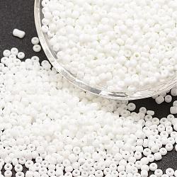 6/0 Glass Seed Beads, Grade A, Round, Opaque Colours, White, 3.6~4.0mm, Hole: 1.2mm, about 5000pcs/pound(SEED-J014-F6-41)