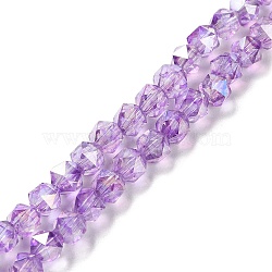 Transparent Electroplate Glass Beads Strands, Faceted, Polygon, AB Color Plated, Medium Orchid, 5.5mm, Hole: 1.2mm, about 70pcs/strand, 14.84 inch(37.7cm)(EGLA-F160-01C)