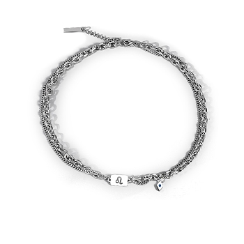 Men's Constellation Titanium Steel Necklace, Cable & Curb Chains Double Layer Necklace, Leo, 20.08~31.50 inch(51~80cm)