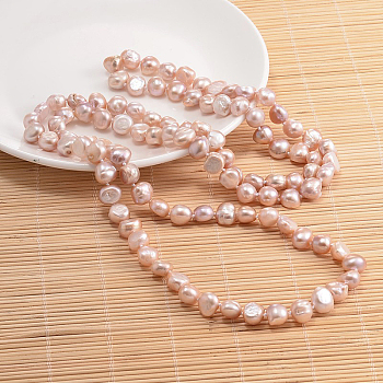 Natural Pearl Nuggets Beaded Necklace, Light Salmon, 62.9 inch