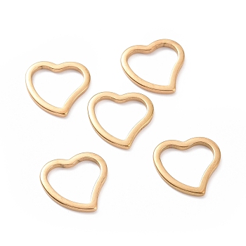 304 Stainless Steel Linking Rings, Heart, Golden, 14.5x15x1.5mm, Hole: 12x10mm