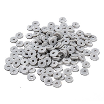 Handmade Polymer Clay Beads, for DIY Jewelry Crafts Supplies, Disc/Flat Round, Heishi Beads, Light Grey, 4x1mm, Hole: 1mm, about 33165pcs/603g