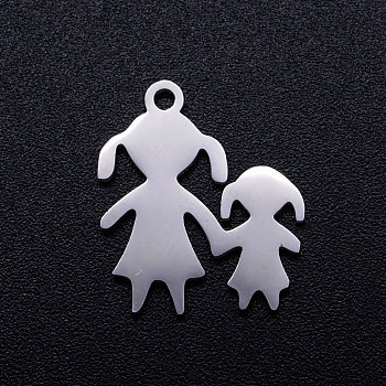 201 Stainless Steel Pendants, Blank Stamping Tag, Sister, Stainless Steel Color, 17x14x1mm, Hole: 1.5mm