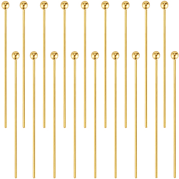 50Pcs 925 Sterling Silver Ball Head Pins, Real 18K Gold Plated, 24 Gauge, 25x0.5mm