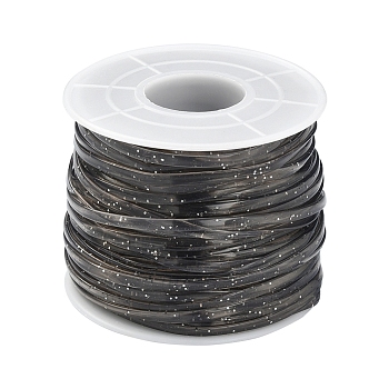 PVC Synthetic Rubber Cord, No Hole, with Glitter Powder and Spool, Flat, Slate Gray, 2.3x0.8mm, about 27.34 Yards(25m)/Roll