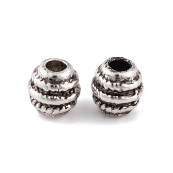 Antique Silver Alloy Tibetan Beads, Lead Free & Cadmium Free, Hole Beads, Cylinder, Antique Silver, 3.5x3.5x3.5mm, Hole: 1mm, 7147pcs/1000g