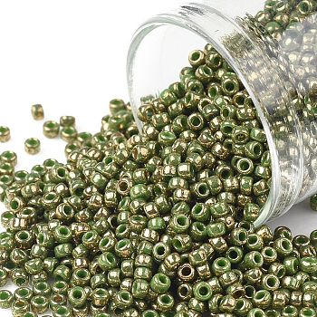 TOHO Round Seed Beads, Japanese Seed Beads, (1702) Gilded Marble Green, 11/0, 2.2mm, Hole: 0.8mm,  about 1110pcs/10g