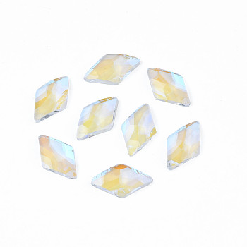 Glass Rhinestone Cabochons, Nail Art Decoration Accessories, Faceted, Rhombus, Clear AB, 10x6x1.5mm