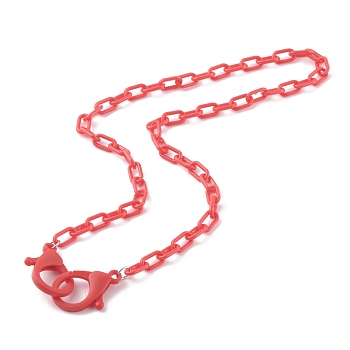 Personalized Opaque Acrylic Cable Chain Necklaces, Handbag Chains, with Plastic Lobster Claw Clasps, Red, 23.03 inch(58.5cm)