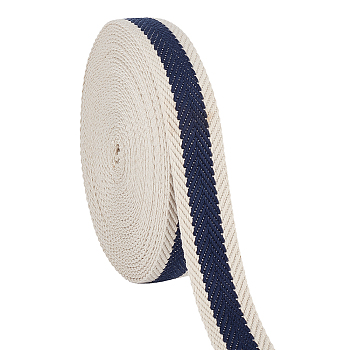 10 Yards Polyester Striped Ribbon, Flat, Midnight Blue, 1-1/4 inch(32mm), about 10.00 Yards(9.14m)/Roll