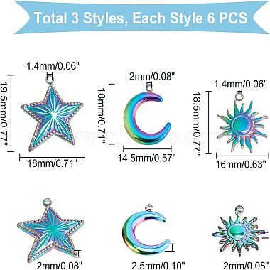 unicraftale 18pcs 3 styles 201 pendentifs en acier inoxydable(STAS-UN0034-29)-5