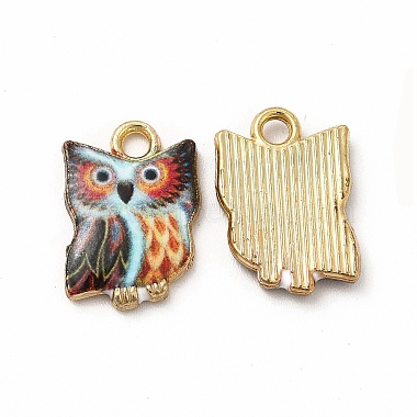 Golden Colorful Owl Alloy Pendants