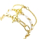 3Pcs 3 Style Aluminium Paperclip & Brass Curb & Imitation Pearl Acrylic Beaded Link Chain Bracelets Set(BJEW-FS0001-08)-3