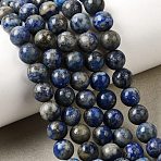 Natural Lapis Lazuli Beads Strands, Round, 5.5~6mm, Hole: 1mm, about 58~60pcs/strand, 15 inch(38cm)(G-A163-07-6mm)