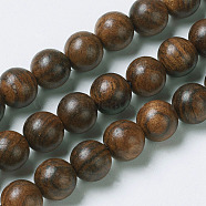 Natural Yellow Rosewood Beads, Round, Coconut Brown, 10mm, Hole: 1mm, about 38pcs/strand, 14.9 inch(38cm)(WOOD-J001-01-10mm)