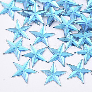 Plastic Cabochons, Star, Sky Blue, 13x14x1.5mm, about 2000pcs/bag(KY-T012-02F)