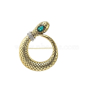 Alloy Rhinestone Brooch for Backpack Clothes, Snake, Emerald, 60x52mm(PW-WGD2E9A-02)