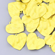Spray Painted Iron Pendants, Heart, Yellow, 24x28x3mm, Hole: 2mm(X-IFIN-S704-05A)