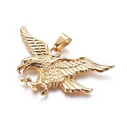 Ion Plating(IP) 304 Stainless Steel Big Pendants, Eagle, Golden, 44x69x2mm, Hole: 6x11mm(STAS-F209-02G)
