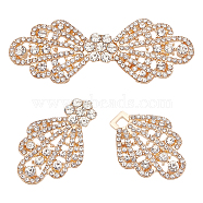 2Sets Alloy Interlocking Clasps, Hook Clasps, with Rhinestone, Bowknot, Golden, 65mm(FIND-BC0013-45A)