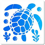 PET Plastic Drawing Painting Stencils Templates, Square, White, Sea Turtle Pattern, 30x30cm(DIY-WH0244-106)