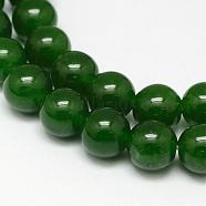 Natural TaiWan Jade Bead Strands, Dyed, Round, Dark Green, 6mm, Hole: 1mm, about 63pcs/strand, 15.5 inch(G-F342-03-6mm)