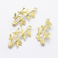 Brass Peg Bails Pendants, For Half Drilled Beads, Lead Free & Cadmium Free & Nickel Free, Bamboo, Raw(Unplated), 29.5x15x1mm, Hole: 2mm, Pin: 0.7mm(KK-F721-175C-RS)