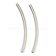 304 Stainless Steel Tube Beads, Curved Tube, Stainless Steel Color, 35x2mm, Hole: 1.4mm(STAS-B047-27M-P)