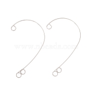 316 Stainless Steel Ear Cuff Findings, Climber Wrap Around Non Piercing Earring Findings with 3 Loop, Stainless Steel Color, 59x38x0.5mm, Hole: 4mm(STAS-H148-03P)
