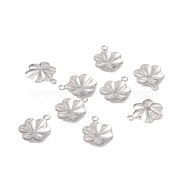 304 Stainless Steel Charms, Flower, Stainless Steel Color, 13.5x10x1.5mm, Hole: 1.4mm(STAS-P307-10P)