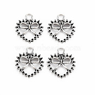 Tibetan Style Alloy Pendants, Cadmium Free & Lead Free, Heart with Bowknot, Antique Silver, 19x17x2.5mm, Hole: 2.5mm, about 830pcs/1000g(TIBE-S320-194AS)