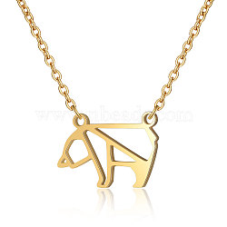 201 Stainless Steel Pendant Necklaces, with Cable Chains, White Bear, Golden, 16.5 inch(42cm), 1.5mm, Bear: 11x16x1mm(NJEW-T009-JN131-40-2)