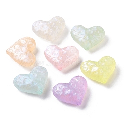 Luminous Acrylic Beads, Glitter Beads, Glow in the Dark, Heart, Mixed Color, 24x29x10mm, Hole: 2mm(X-OACR-E010-20)