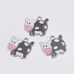 Alloy Enamel Charms, Cadmium Free & Lead Free, Moggy, Colorful, Platinum, about 24mm long, 22mm wide, 2mm thick, hole: 3mm(X-EA0541Y)