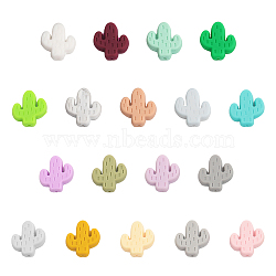 18Pcs 18 Styles Food Grade Eco-Friendly Silicone Beads, Chewing Beads For Teethers, DIY Nursing Necklaces Making, Cactus, Mixed Color, 24~25x22.5~23x8mm, Hole: 2~2.3mm, 1pc/style(SIL-CA0001-70)