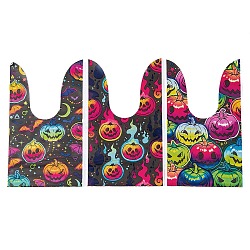 100Pcs Rabbit Shaped Halloween Candy Plastic Bags, Pumpkin Printed Candy Gift Bags, Mixed Color, 21.5~22.5x13.6x0.01cm(ABAG-U001-02S)