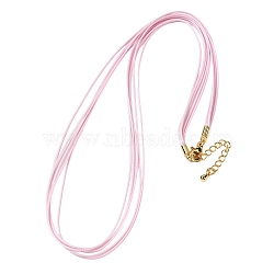 1MM Waxed Cord 5-Strand Necklace Making, with Brass Findings and 202 Stainless Steel Lobster Claw Clasps, Golden, Pearl Pink, 18.90 inch(48cm)(MAK-C005-01W-G)
