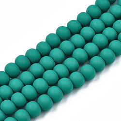 Handmade Polymer Clay Beads Strands, for DIY Jewelry Crafts Supplies, Round, Dark Cyan, 7x5.5mm, Hole: 1.6mm, about 69pcs/strand, 15.75 inch~16.14 inch(40~41cm)(X-CLAY-N008-053-05)