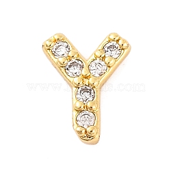 Rack Plating Brass Micro Pave Cubic Zirconia Cabochons, Cadmium Free & Lead Free, Long-Lasting Plated, Real 18K Gold Plated, Letter Y, 6x5x2mm(KK-F874-04G-Y)