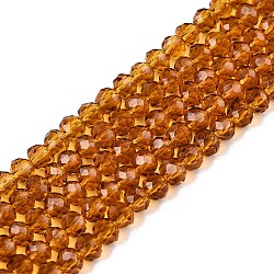 Glass Beads Strands, Faceted, Rondelle, Goldenrod, 3.5~3.8x3mm, Hole: 0.4mm, about 113~115pcs/strand, 12.80~12.99 inch(32.5~33cm)(EGLA-A044-T3mm-D04)