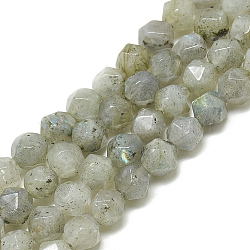 Natural Labradorite Beads Strands, Faceted, Round, 7.5~8x7~8x7~8mm, Hole: 1mm, about 44pcs/strand, 14.17 inch~14.57 inch(36~37cm)(G-S300-100-8mm-01)
