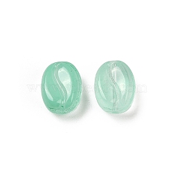 Transparent Glass Beads, Coffee Bean, Baking Paint, Medium Aquamarine, 11x8.5x6.5mm, Hole: 1mm(DGLA-E004-15L)