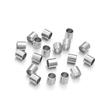 201 Stainless Steel Crimp Beads, Column, Stainless Steel Color, 3x2mm, Hole: 1.5mm